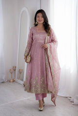 EMERALD EMBROIDERED ANARKALI GOWN WITH  DUPATTA