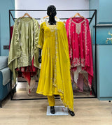 DESIGNER MUSTARD GEORGETTE ANARKALI SET FOR HALDI & WEDDING FUNCTIONS