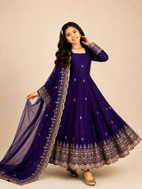 FULL FLARED ETHNIC ANARKALI WITH GOLD BORDER