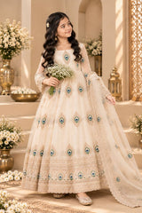 KIDS PEACOCK EMBROIDERED ANARKALI GOWN PENT WITH DUPATTA
