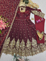 HEAVY GOLD ZARI EMBROIDERED ANARKALI GOWN WITH DUPATTA