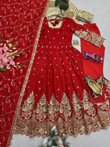 HEAVY GOLD ZARI EMBROIDERED ANARKALI GOWN WITH DUPATTA