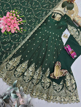 HEAVY GOLD ZARI EMBROIDERED ANARKALI GOWN WITH DUPATTA