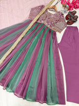 SEQUINED MULTICOLOR ETHNIC GOWN