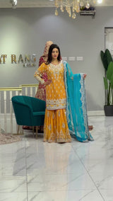 Fantabulous Yellow  Sharara Pair